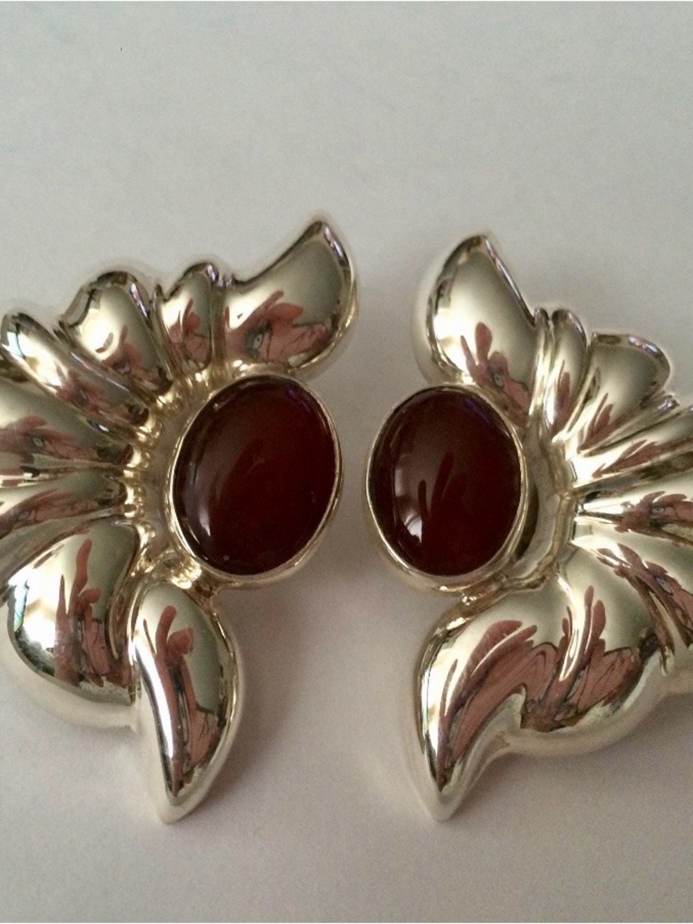 Vintage Design 925 Silver Earrings with Onyx Cabochon